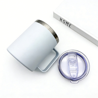 Mug de voyage isotherme en acier inoxydable à double paroi avec logo personnalisé, poignée et couvercle