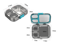 Boîte à lunch portable en acier inoxydable à 3 compartiments, compatible micro-ondes, récipient bento, cuisson à la vapeur, réchauffable, conservation des aliments, 900 ml