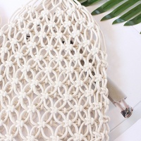 Bolsa de paja hueca de cuerda de algodón, bolso de hombro ultraligero, bohemio, macramé, Popular