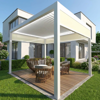 Pergola à lames orientables en aluminium, style moderne minimaliste, européen et nordique