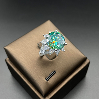 Bague Tournesol de Luxe en Argent Sterling S925 avec Moissanite Rose VVS Couleur D 10 Carats, pour Demande en Mariage et Alliances