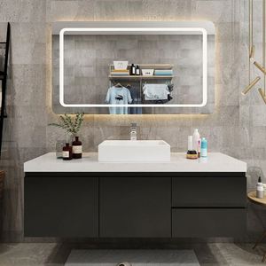 Meubles de salle de bain personnalisés Strength Factory, lavabo, armoire de salle de bain en bois, meuble-lavabo avec miroir - Product Image 1