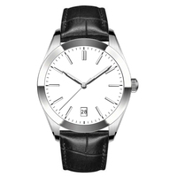 Montre à quartz pour homme en acier inoxydable 316L, étanche 5 bars, avec cadran personnalisable, style professionnel simple, verre saphir et bracelet en cuir