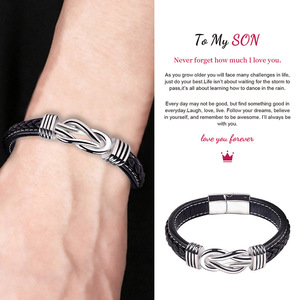 Brazalete de Cuero Trenzado con Piedras Naturales y Cierre Magnético <span class=keywords><strong>para</strong></span> <span class=keywords><strong>Hombre</strong></span>, Estilo Europeo Americano - Product Image 3