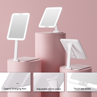 Miroir de maquillage LED pliable avec interrupteur, angle réglable, HD, clair, portable, miroir de beauté de table