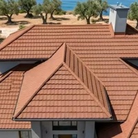 Tuiles de toiture en métal revêtues de pierre, exportées directement d'usine, multicolores, adaptées à divers styles de façade de villa