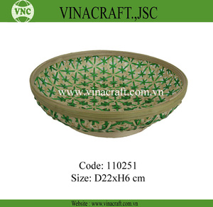 Nice Weaving Round <b>Bamboo</b> Fruit Craft <b>Basket</b> Vietnam Woven <b>Basket</b> <b>Bamboo</b> Rattan <b>Basket</b> for Food Serving Tray or Item Storage - Product Image 4