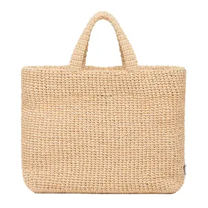 Rafya Tote çanta toptan yüksek kalite plaj çantası yaz bez plaj çantası saman rafya çanta kadınlar için