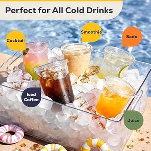 Gobelets ronds jetables transparents de 16 oz avec couvercles et pailles, sans BPA, pour bubble tea, café, milkshakes, boissons froides et fêtes - Product Image 5