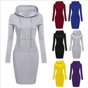 <span class=keywords><strong>Robe</strong></span> à capuche à capuche pour femmes automne hiver polaire solide sweats à capuche avec poches femmes <span class=keywords><strong>sweat</strong></span> robes 819-0257 - Product Image 1