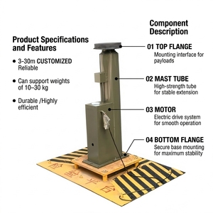Mástil Telescópico de Aluminio de Alta Resistencia de 6m-30m con Múltiples Tornillos, Elevación Eléctrica y Manual, Carga Superior de 50kg para Detección por Radar - Product Image 1