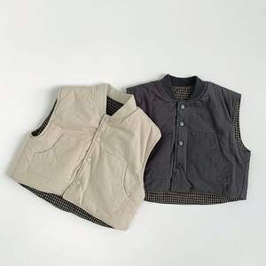 Nouvelle collection hiver : Gilet réversible épais pour enfants, garçons et filles, motif écossais, sous-vêtement chaud, vêtements élégants pour enfants - Product Image 2