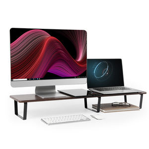 デュアルモニター スタンド ライザー - 木製 デスクトップ シェルフ パソコン ノートPC プリンター テレビ 携帯電話 スタンド用 - Product Image 3