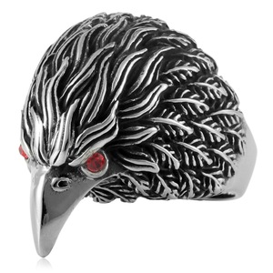 Anillo de águila yunnique para hombre, de acero inoxidable, con ojo rojo, animal del zodiaco, joyería retro de moda, regalo - Product Image 1