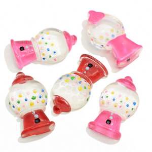 Vendita in fabbrica simpatici cabochon con retro piatto in resina rosso <span class=keywords><strong>rosa</strong></span> Gumball macchina per gioielli fornisce collane di orecchini con <span class=keywords><strong>perline</strong></span> acriliche sciolte - Product Image 1