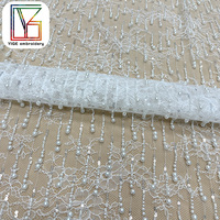Vente chaude Robes de mariée françaises en broderie 3D perlée avec des paillettes Tissu de dentelle de mariée africaine