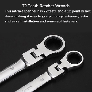 Hot Selling 10 in 1 Flex Head Ratchet <strong>Wrench</strong> Set 6-19mm <strong>Combination</strong> <strong>Wrench</strong> Spanner Tool Set Portable High Torque Ratchet <strong>Wrench</strong> - Product Image 4
