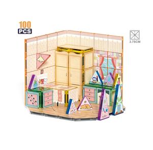 Modèle 2026, blocs de construction magnétiques, boîte en fer, version portable, thème de la chambre, boutique de gâteaux, 100 pièces - Product Image 1