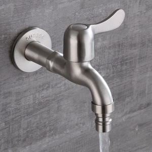 304 Stainless Steel <b>Wall</b> Mount Faucet With Brushed Finish For <b>Mop</b> Sink And Washing Machine - Product Image 2