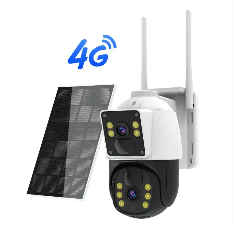 Full HD Color CCTV 4MP Seguridad al aire libre 24/7 Grabación 4G Panel solar Baja potencia PIR Vigilancia Seguridad para el hogar Cámara DVR