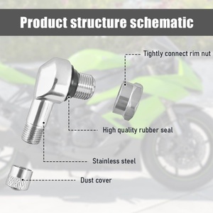 Nouvelles tiges de <span class=keywords><strong>valve</strong></span> universelles en alliage d'aluminium CNC de 11,3 mm à 90 degrés pour jantes de <span class=keywords><strong>moto</strong></span> sans chambre à air Nachee pour Yamaha Kawasaki (2 pièces) - Product Image 3