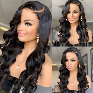 Perruques en cheveux humains à dentelle transparente 13x4, vague corporelle, densité 200%, pour femmes noires, cheveux vierges bruts, cuticules alignées - Product Image 4