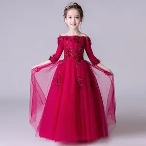 Robes de mariée pour filles, frocs, motif floral, tenue de soirée, de mariage, pour enfants