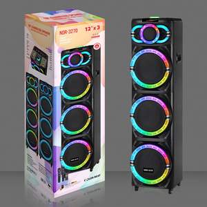 ลำโพงล้อลาก RAYSOUNDS NDR-3270 ขนาด 3*12 นิ้ว สำหรับ<span class=keywords><strong>คาราโอเกะ</strong></span> ใช้แบตเตอรี่ 12V14AH กันน้ำ ตัวเครื่องทำจากไม้ พร้อมรีโมทคอนโทรล สำหรับงานกลางแจ้ง - Product Image 1