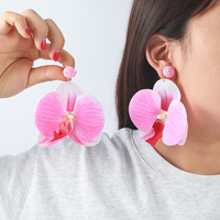 KAIMEI 2025 nueva llegada joyería de moda océano mariposa flor multicapa pétalo pendiente grande Punk tela plástico flor pendiente