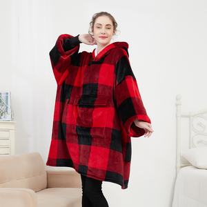 Couverture à <span class=keywords><strong>capuche</strong></span> Sherpa surdimensionnée personnalisée avec poches géantes, pour hommes et femmes - Product Image 2