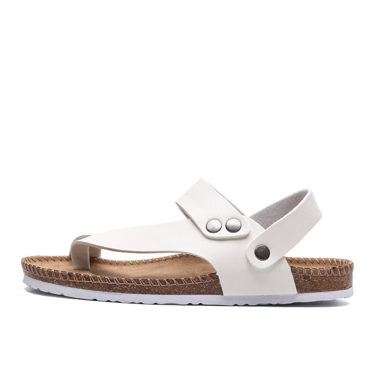Female Slippers and Sandals Summer Beach Open Toe Slides Cork Slipper Leather Sandals for Men