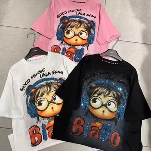 Áo thun nữ OC1027 chất liệu 100% cotton, size 6XL, kiểu dáng rộng rãi, thoáng khí, phong cách mùa hè năng động, họa tiết hoạt hình kim cương dài. - Product Image 3