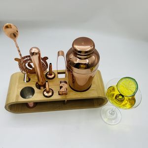 Ensemble de shaker à cocktails Camol Factory avec support, 10 pièces, kit de mixologie pour barman, acier inoxydable, rose, outils de bar - Product Image 4