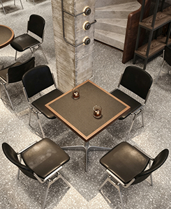 Bistro Furniture Industrial Restaurant Chairs and <b>Tables</b> for Cafe Food Court <b>Square</b> Stainless Steel Foot American Style Design E - Product Image 2