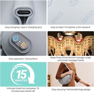<span class=keywords><strong>SKG</strong></span>-Masajeador de espalda Shiatsu para aliviar el dolor de tejido profundo con calor, almohada de masaje inalámbrica 4D para amasar, parte superior inferior de la espalda - Product Image 6