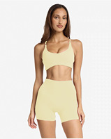 Logo personnalisé pas de ligne de front taille haute extensible Compression Fitness Shorts de cyclisme en plein air femmes Shorts de yoga