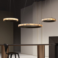 Lustre suspendu moderne, long, luxueux, classique, ovale, en cuivre et albâtre, avec hauteur réglable pour cuisine