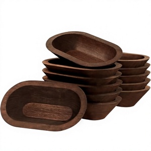 Wooden <b>Dough</b> <b>Bowl</b> Oval Serving <b>Bowl</b> Rustic Food Serving <b>Bowl</b> for Salad Fruit Party Kitchen - Product Image 4