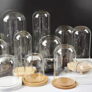 Wholesale Cheap Hand Blown Glass Dome With Wooden Base For Home And Gift