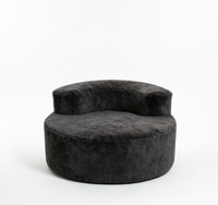 Fauteuil d'appoint moderne gris foncé en fausse fourrure, rembourré en mousse, dossier incurvé, pour appartement et salon