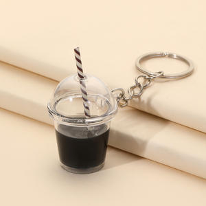 Bubble Tea & Coffee Cup Schlüssel anhänger Paar passende Milk Tea Cup Charms Bubble Tea Figur Anhänger - Product Image 3