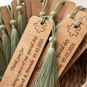 Personalised Wooden <b>Bookmark</b> Wedding Favor, Custom Engraved <b>Bookmark</b> with Tassel, Rustic Wedding Guest <b>Gift</b>, Laser Engraved - Product Image 4