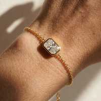 Bracelet RINNTIN LBB03 en or massif 18 carats avec diamants de laboratoire, chaîne rolo fine et élégante, certifié IGI, bijoux fins.