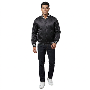 Custom Printed <b>Men's</b> 100% Cotton <b>Long</b> Sleeve Varsity <b>Jacket</b> Stand Collar Covered Button Closure Custom Embroidery Winter Ready - Product Image 1