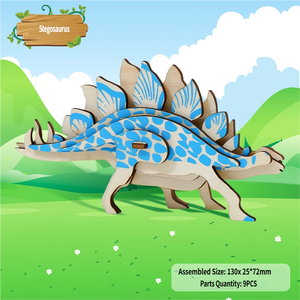 Puzzle 3D réaliste en bois de dinosaure Stégosaure - Jouet éducatif DIY pour enfants, jeu créatif et exploration des animaux préhistoriques - Product Image 4