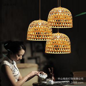 Lámpara Colgante Redonda de Bambú con LED de Una Sola Cabeza para Cafeterías, Bares, Restaurantes, Hoteles, Balcones, Pasillos y Estudios - Product Image 4