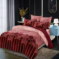 Parure de lit 3 pièces en polyester, style moderne, motif géométrique imprimé sur mesure, écologique, 300 fils/cm², vente en gros