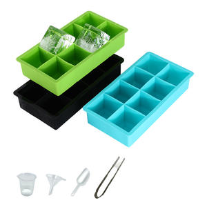 8 compartments silicone square ice <b>cube</b> whiskey ice <b>cube</b> creative square silicone ice tray with lid - Product Image 4