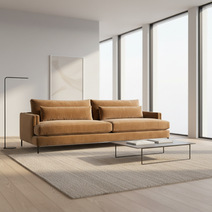Sofá Cama en Forma de L con Estructura de Madera de Teca Moderna, Tapicería Ecológica, Diseño Duradero para Salas de Estar de Almacenes y Villas - Product Image 1