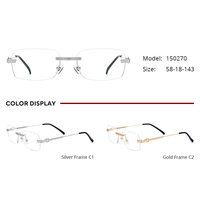 Monturas de Gafas de Aleación Borregls para Hombre, Diseño Cuadrado Sin Montura, Gafas Ópticas de Diseñador, Modelo 2026, 150270